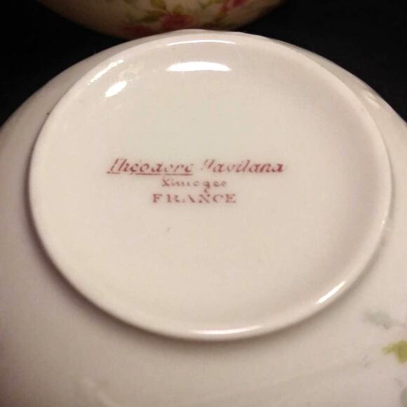 4 Antique Theodore Haviland France Floral Tea Cups - Picture 6 of 15